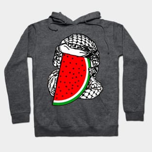 Free Palestine Watermelon Keffiyeh - Wrapped - Back Hoodie